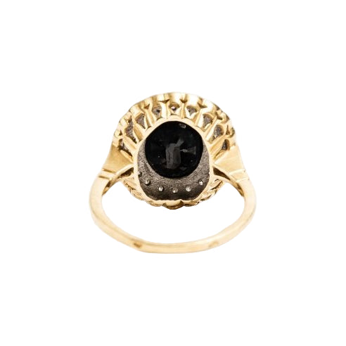 Bague Marguerite en or jaune, saphir et diamants - Castafiore