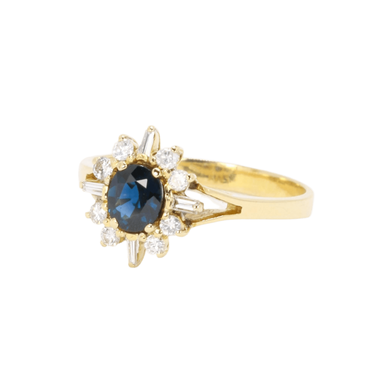 Bague Marguerite en or jaune, saphir et diamants - Castafiore