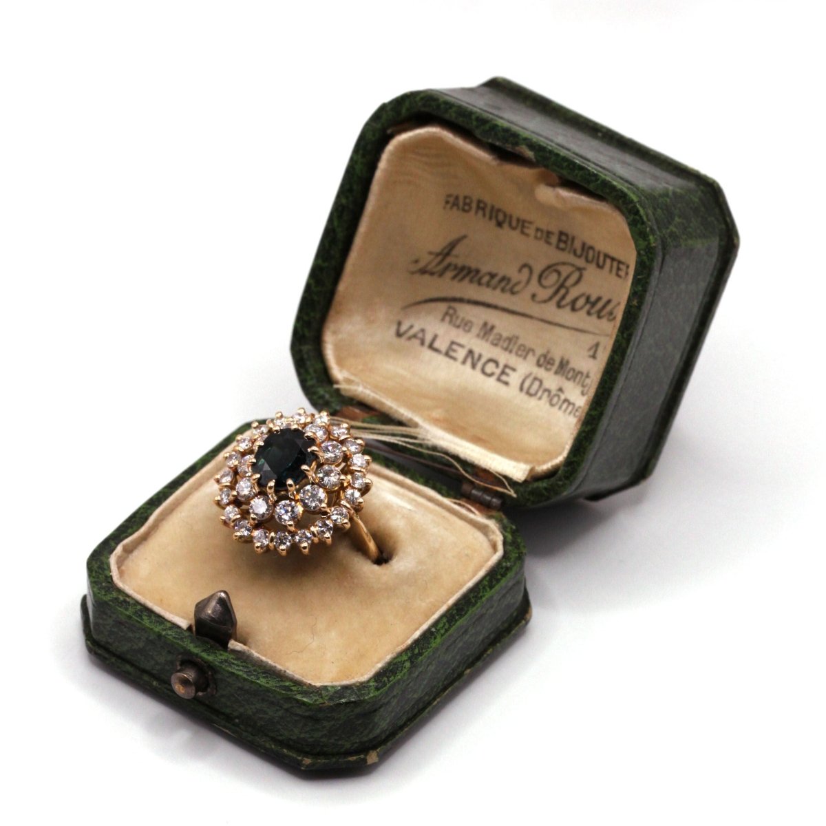 Bague Marguerite en or jaune, saphir et diamants - Castafiore