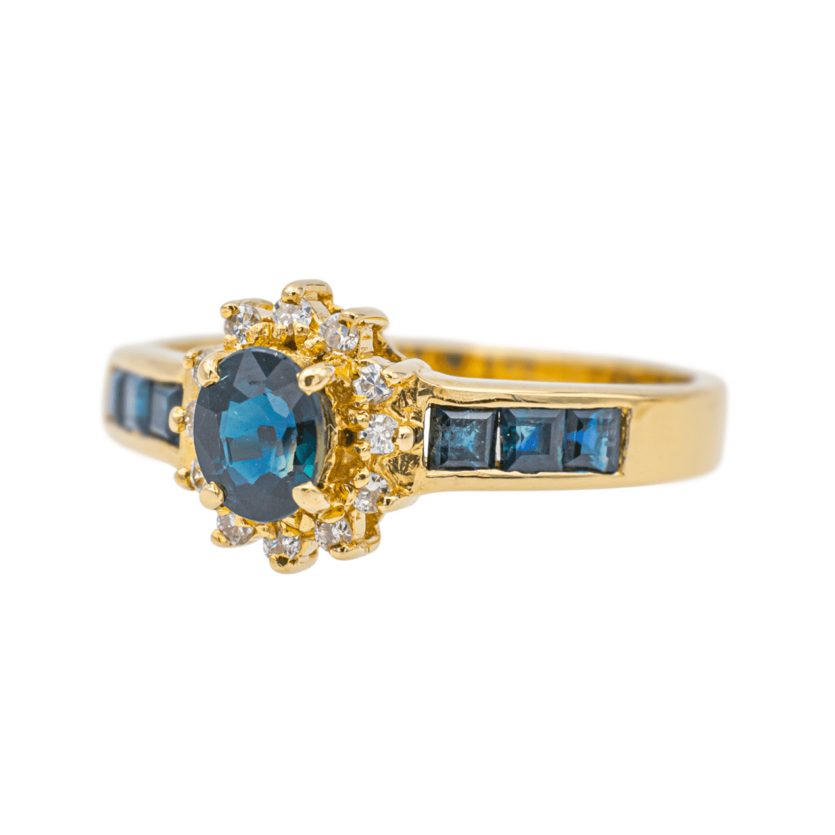Bague Marguerite en or jaune, saphirs et diamants - Castafiore