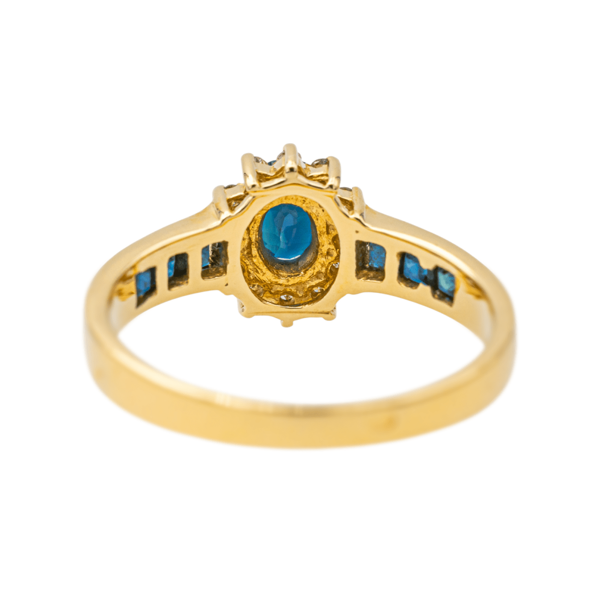 Bague Marguerite en or jaune, saphirs et diamants - Castafiore