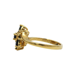 Bague Marguerite en or jaune, saphirs et diamants - Castafiore