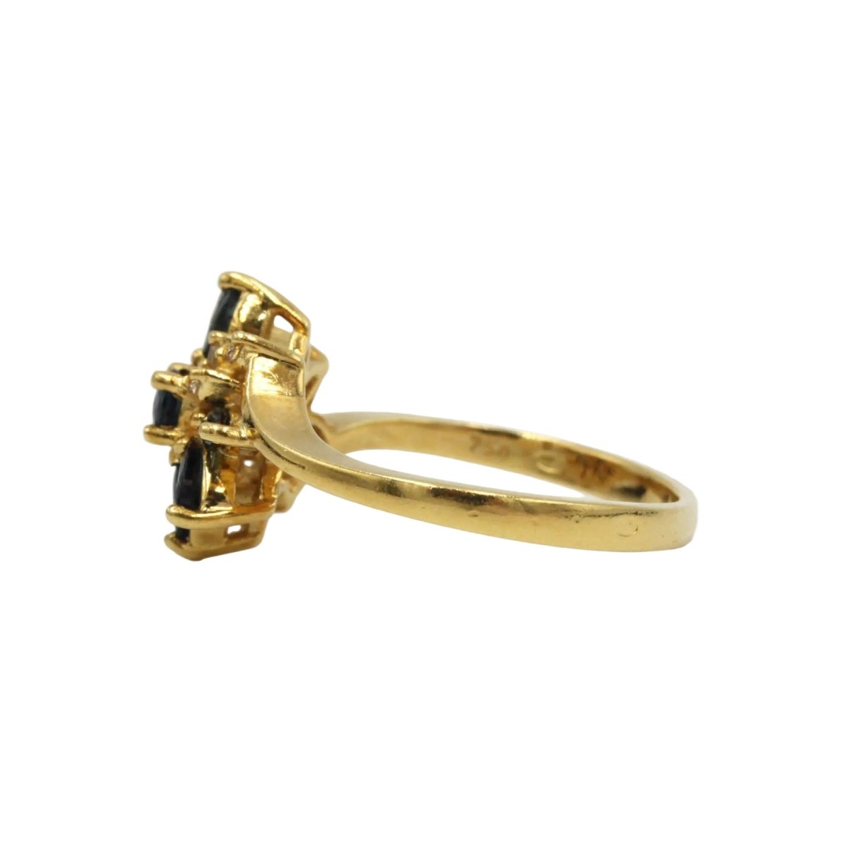 Bague Marguerite en or jaune, saphirs et diamants - Castafiore