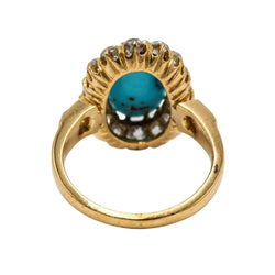 Bague Marguerite en or jaune, turquoise et diamants - Castafiore
