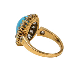 Bague Marguerite en or jaune, turquoise et diamants - Castafiore