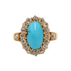 Bague Marguerite en or jaune, turquoise et diamants - Castafiore