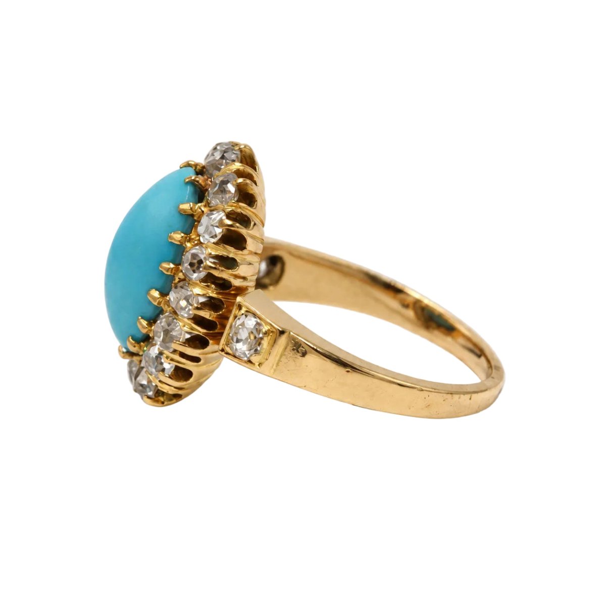 Bague Marguerite en or jaune, turquoise et diamants - Castafiore