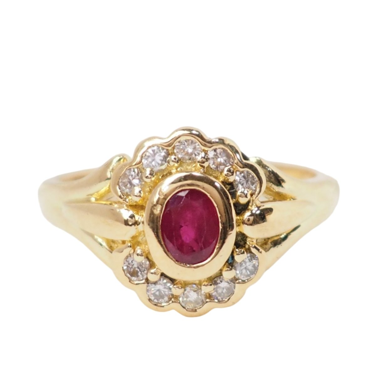 Bague Marguerite en or jaune,rubis et diamants - Castafiore