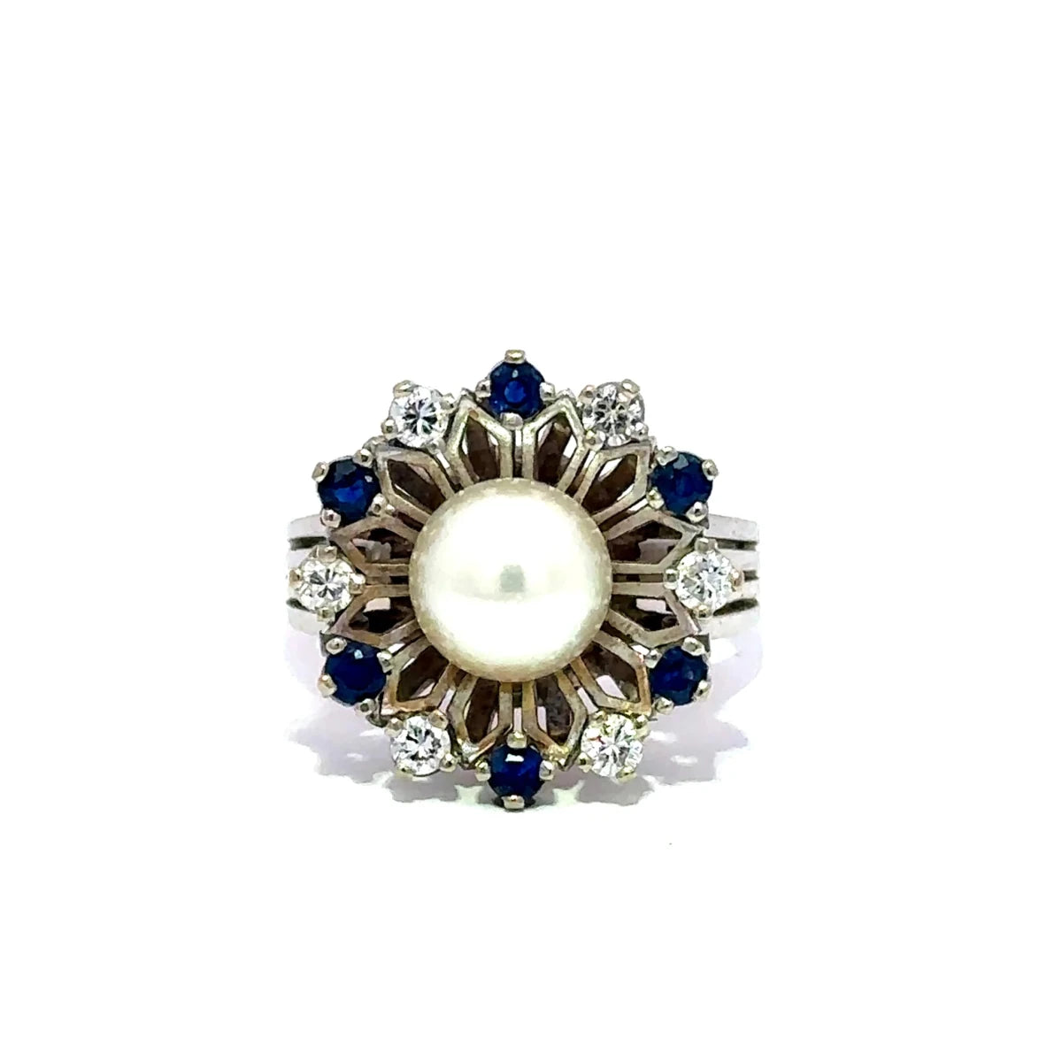 Bague Marguerite en or, perle, saphirs et diamants - Castafiore