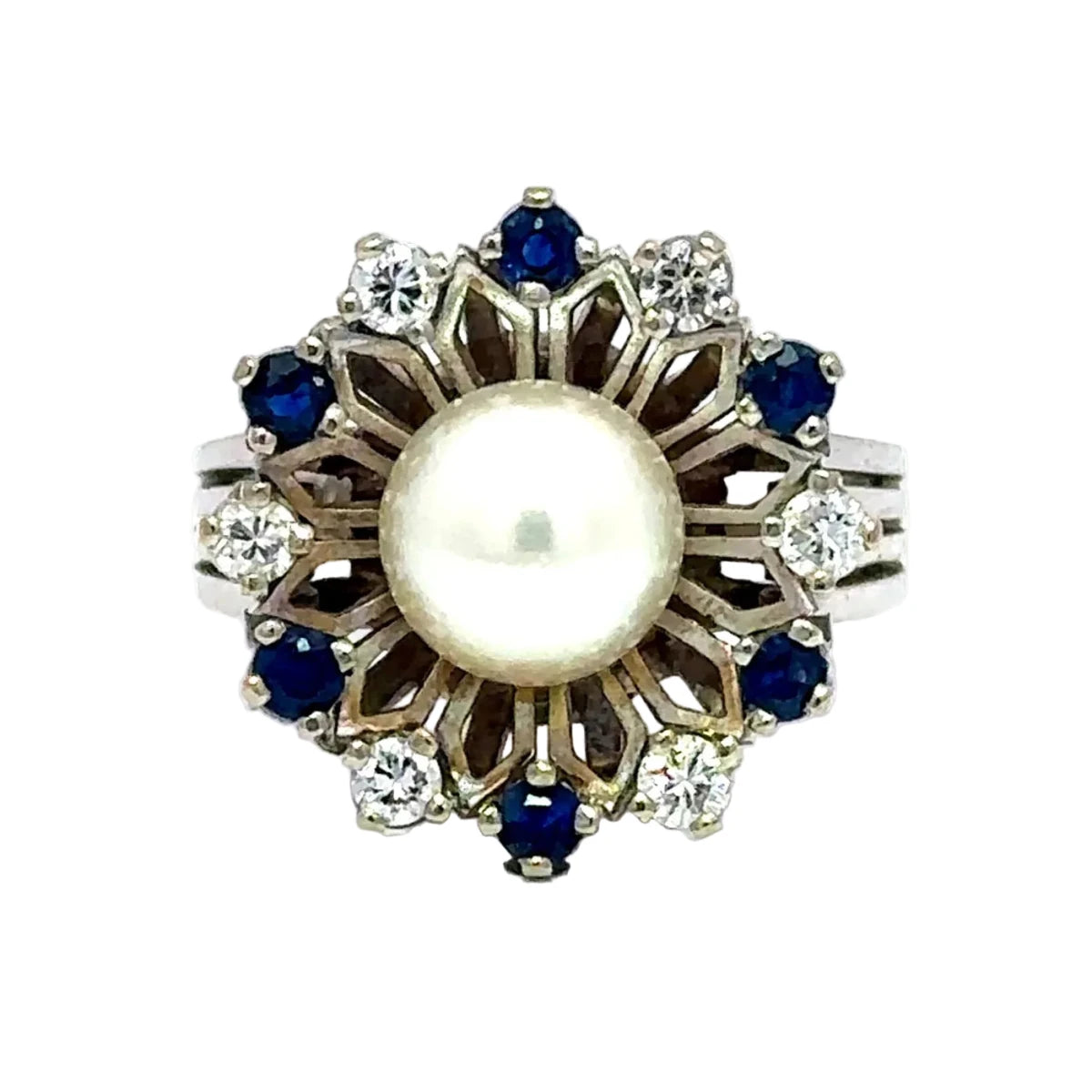 Bague Marguerite en or, perle, saphirs et diamants - Castafiore