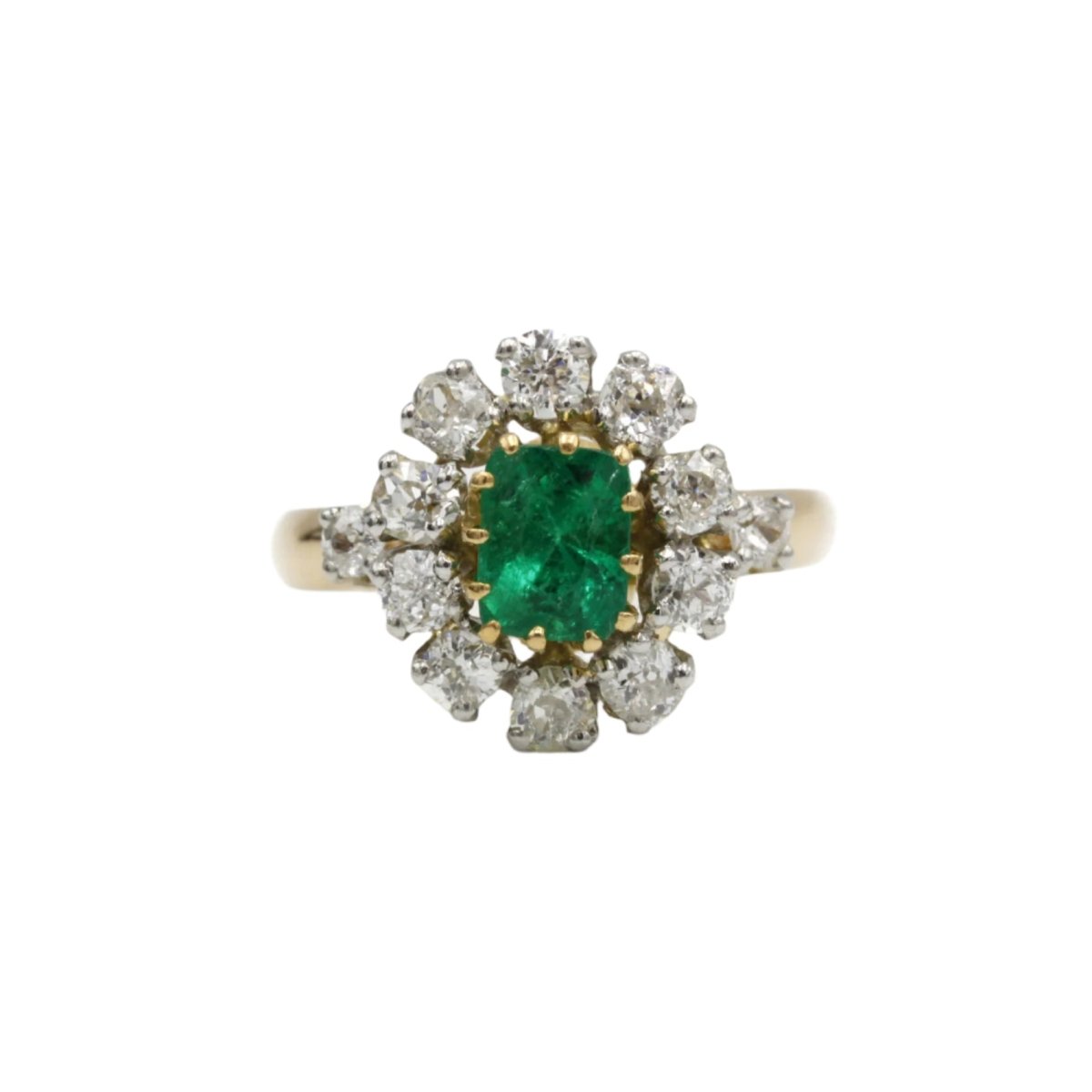 Bague Marguerite en or, platine, émeraude et diamants - Castafiore