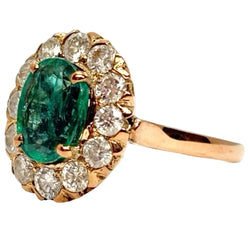Bague Marguerite en or rose, émeraude et diamants - Castafiore