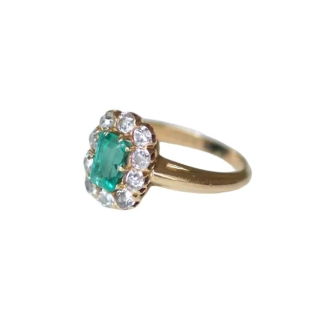 Bague Marguerite en or rose, émeraude, et diamants - Castafiore