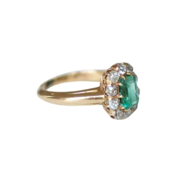 Bague Marguerite en or rose, émeraude, et diamants - Castafiore