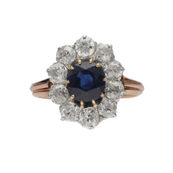 Bague Marguerite en or rose et platine avec saphir et diamants - Castafiore