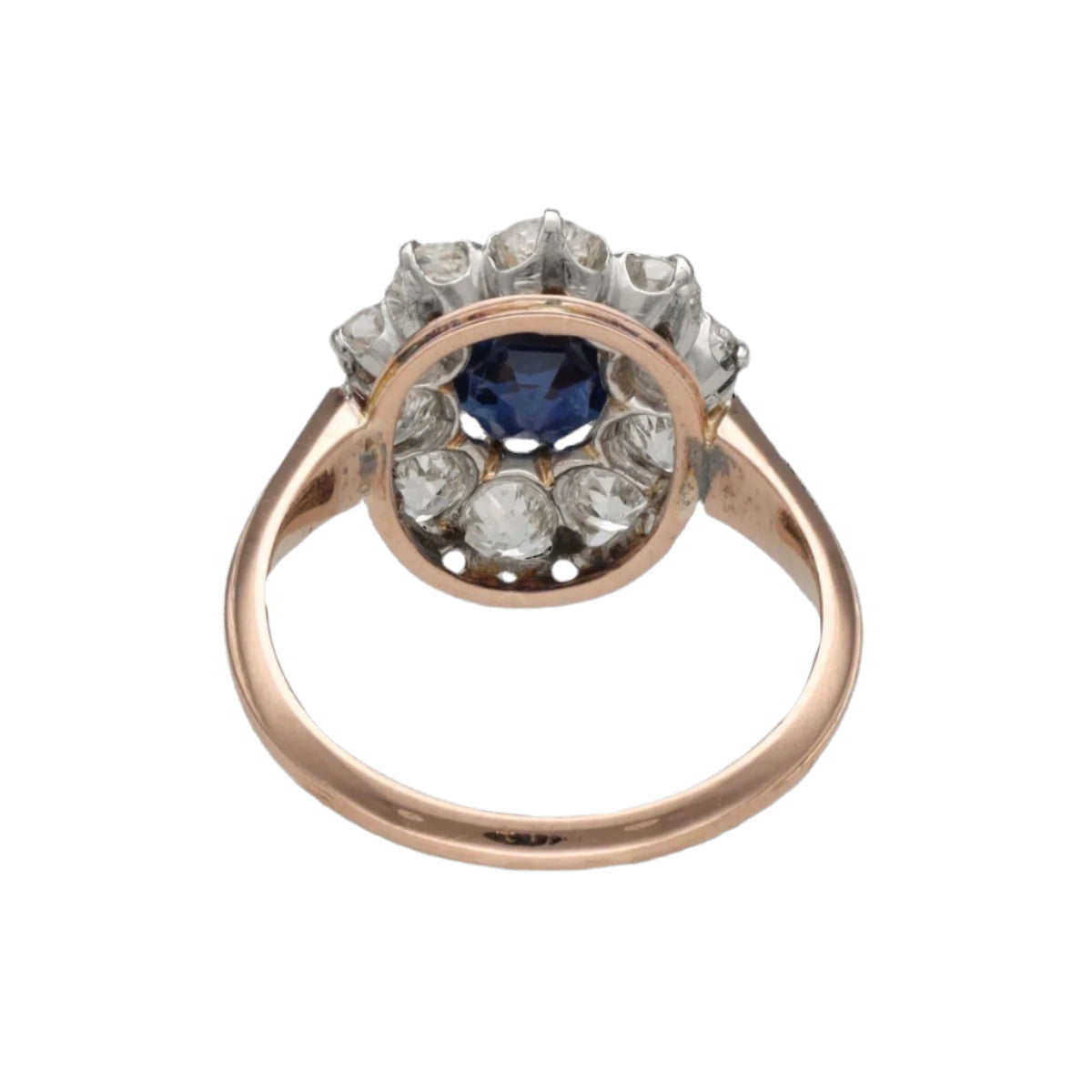 Bague Marguerite en or rose et platine avec saphir et diamants - Castafiore