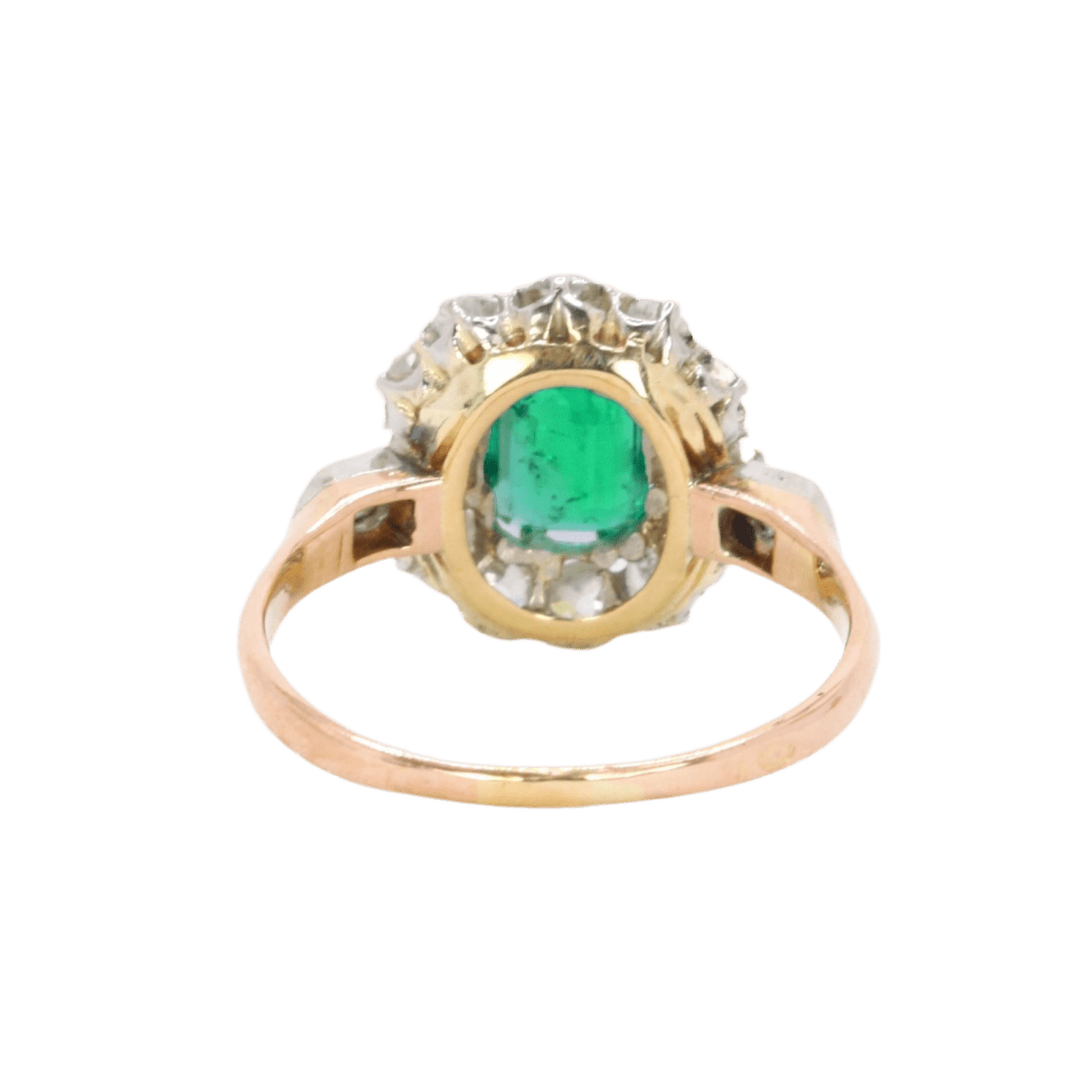 Bague Marguerite en or rose, or blanc, émeraude et diamants - Castafiore