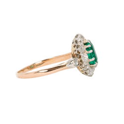 Bague Marguerite en or rose, or blanc, émeraude et diamants - Castafiore