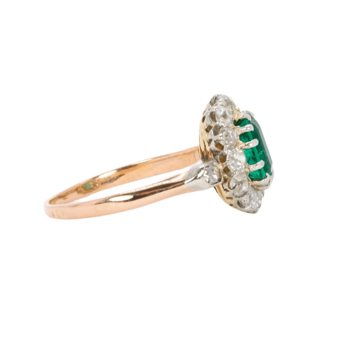 Bague Marguerite en or rose, or blanc, émeraude et diamants - Castafiore