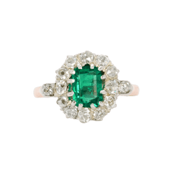 Bague Marguerite en or rose, or blanc, émeraude et diamants - Castafiore