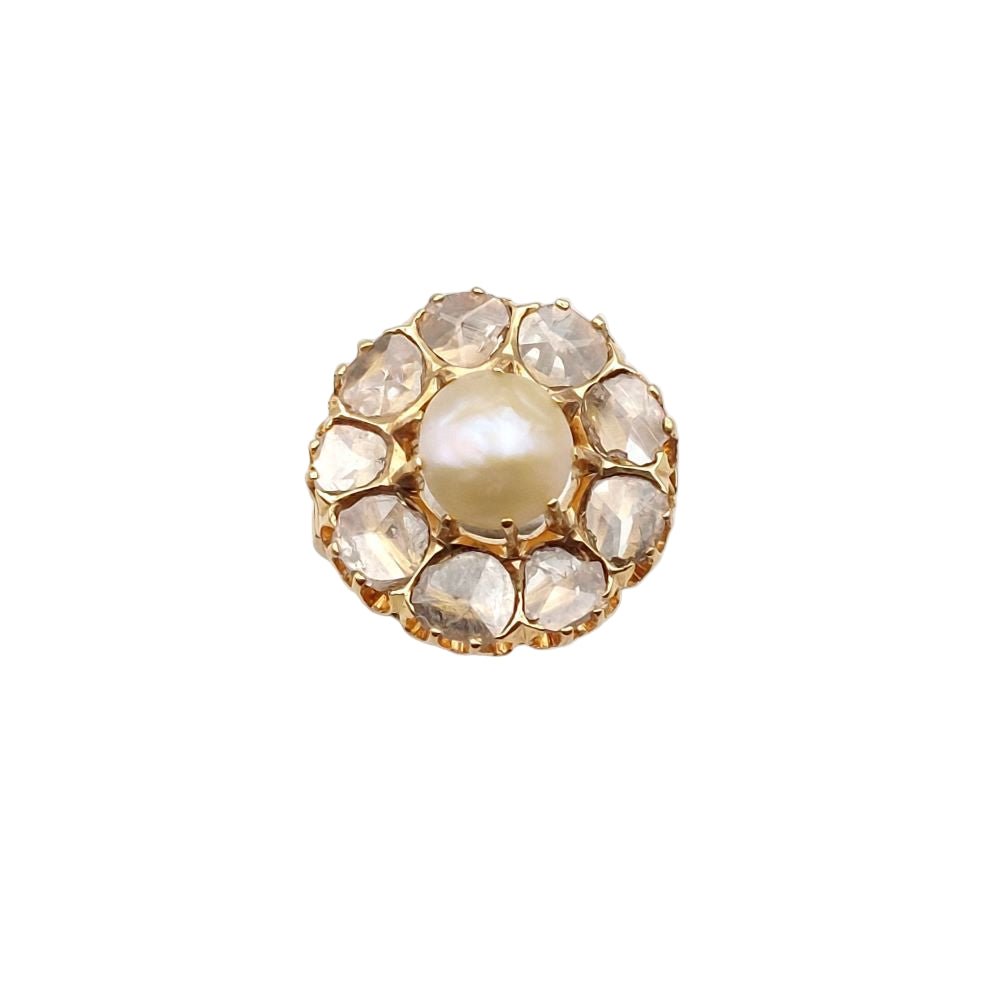 Bague Marguerite en or rose, perle et diamants - Castafiore