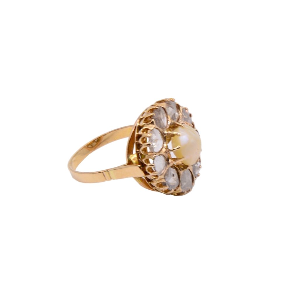 Bague Marguerite en or rose, perle et diamants - Castafiore