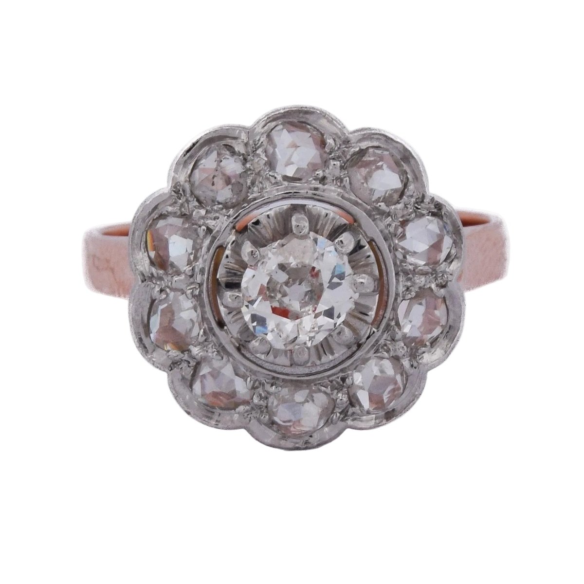 Bague Marguerite en or rose, platine et diamants - Castafiore
