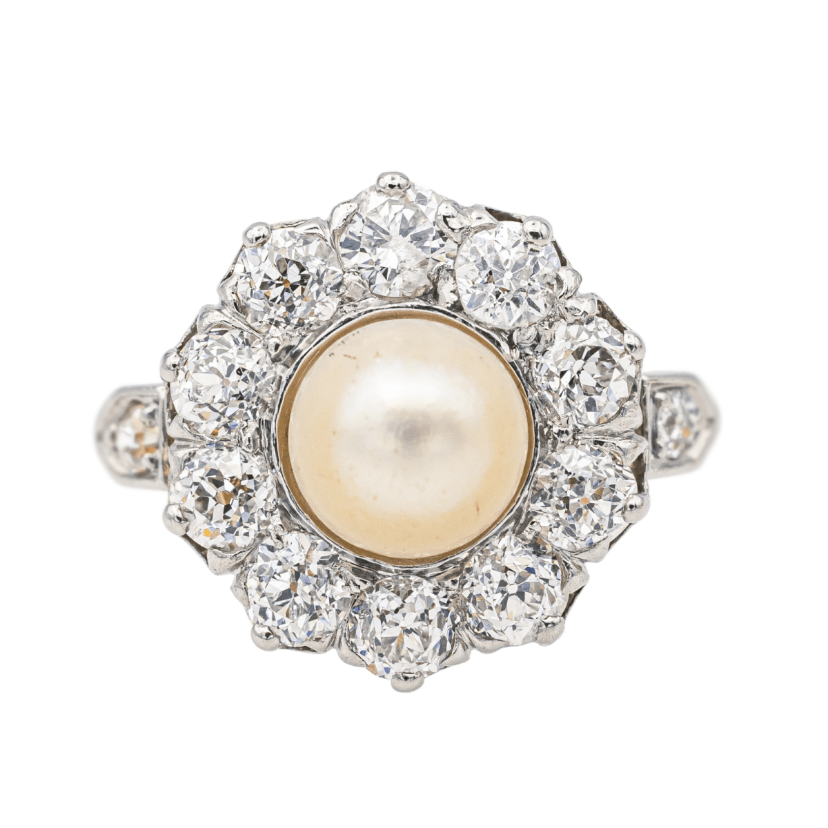 Bague Marguerite en or rose, platine, perle et diamants - Castafiore