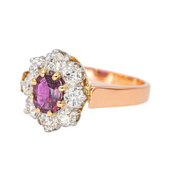 Bague Marguerite en or rose, platine, rubis et diamants - Castafiore