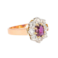 Bague Marguerite en or rose, platine, rubis et diamants - Castafiore