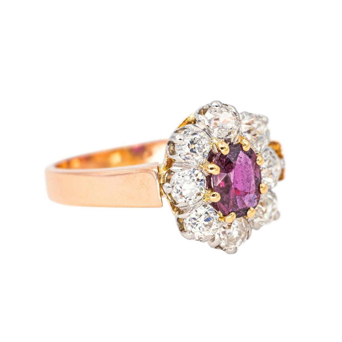 Bague Marguerite en or rose, platine, rubis et diamants - Castafiore