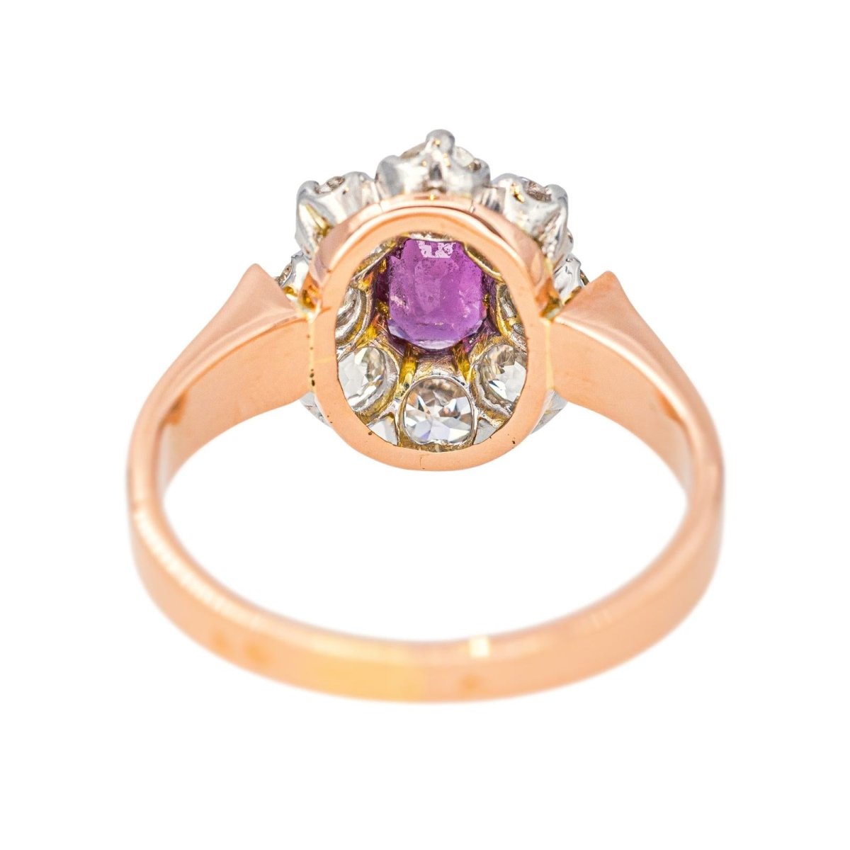 Bague Marguerite en or rose, platine, rubis et diamants - Castafiore