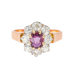 Bague Marguerite en or rose, platine, rubis et diamants - Castafiore