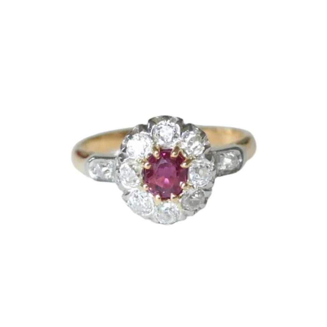 Bague Marguerite en or rose, rubis et diamants - Castafiore