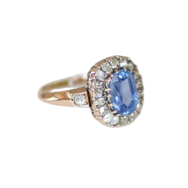 Bague Marguerite en or rose, saphir et diamants - Castafiore