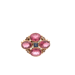 Bague Marguerite en or rose, tourmalines, saphir et diamants - Castafiore