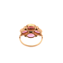 Bague Marguerite en or rose, tourmalines, saphir et diamants - Castafiore