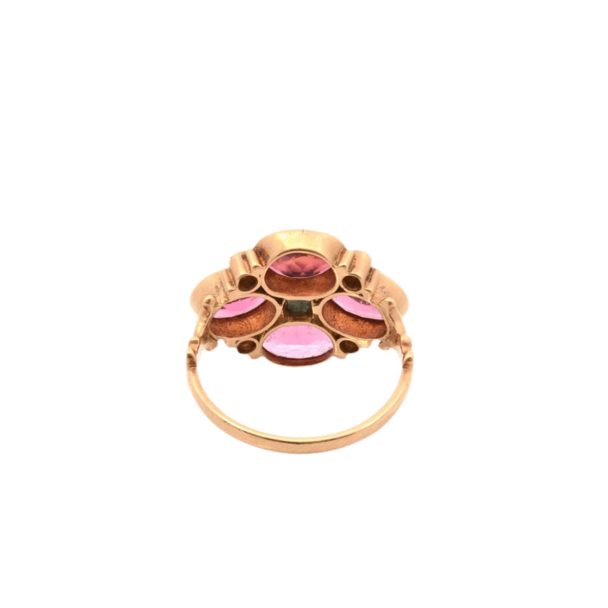 Bague Marguerite en or rose, tourmalines, saphir et diamants - Castafiore