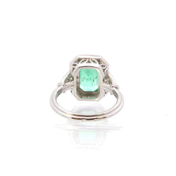 Bague Marguerite en platine, émeraude et diamants - Castafiore