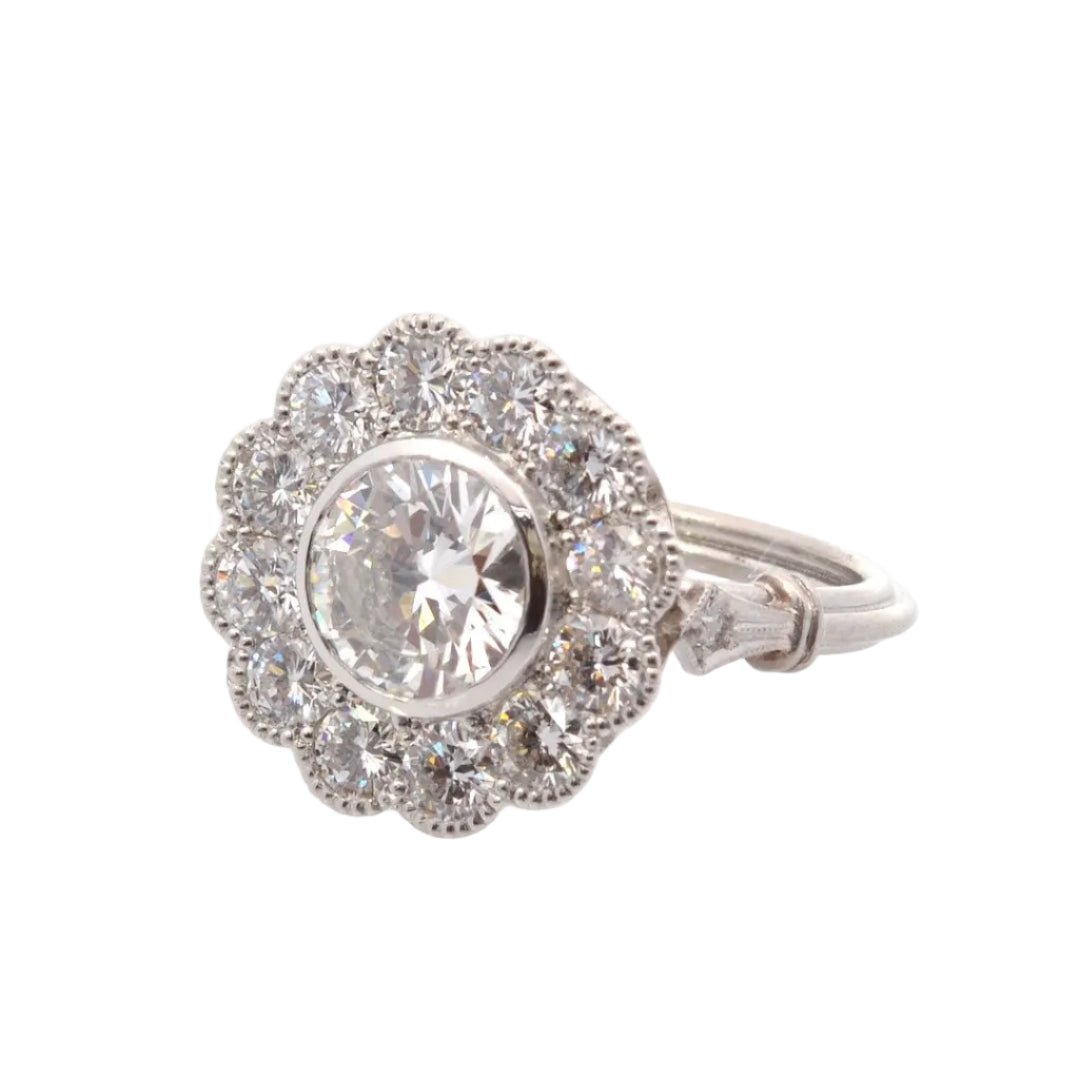 Bague Marguerite en platine et diamants - Castafiore