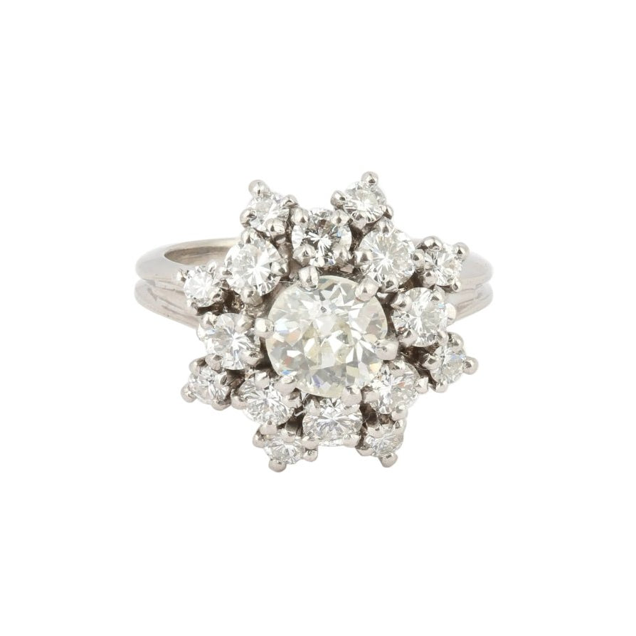 Bague Marguerite en platine et diamants - Castafiore