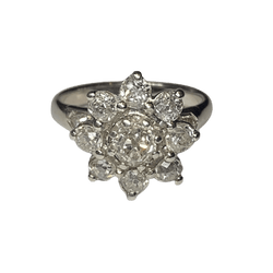 Bague Marguerite en platine et diamants - Castafiore