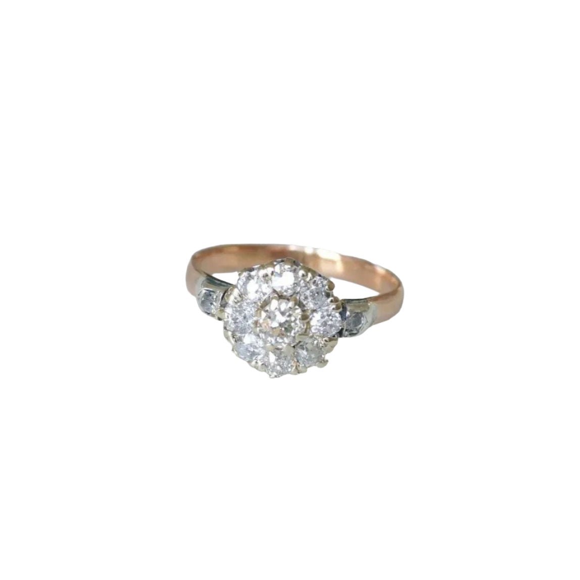 Bague Marguerite en platine, or rose et diamants - Castafiore