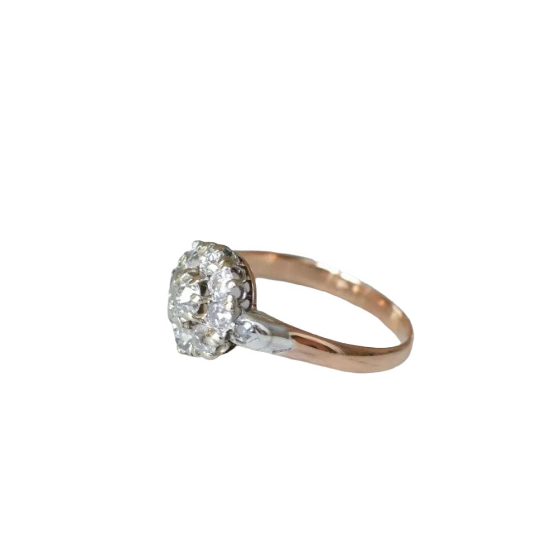 Bague Marguerite en platine, or rose et diamants - Castafiore