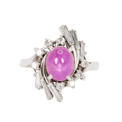 Bague Marguerite en platine, rubis et diamants - Castafiore