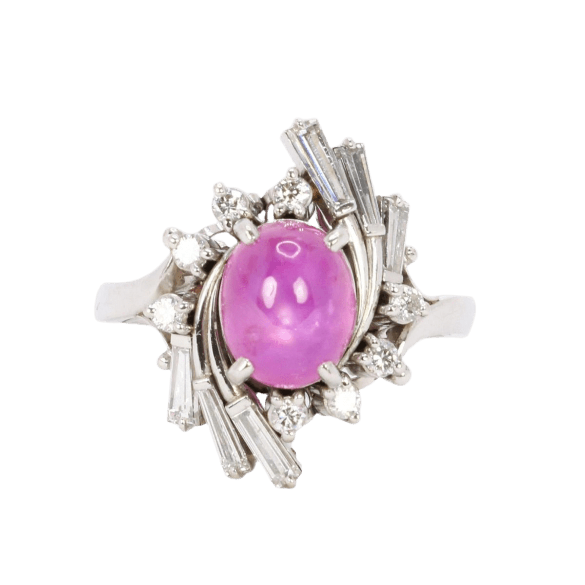 Bague Marguerite en platine, rubis et diamants - Castafiore