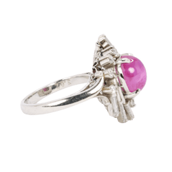 Bague Marguerite en platine, rubis et diamants - Castafiore