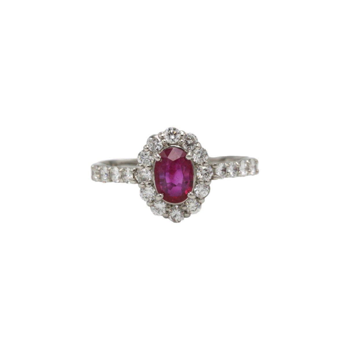 Bague Marguerite en platine, rubis et diamants - Castafiore
