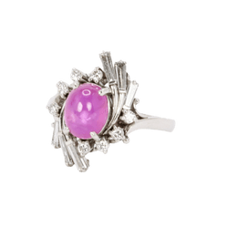 Bague Marguerite en platine, rubis et diamants - Castafiore