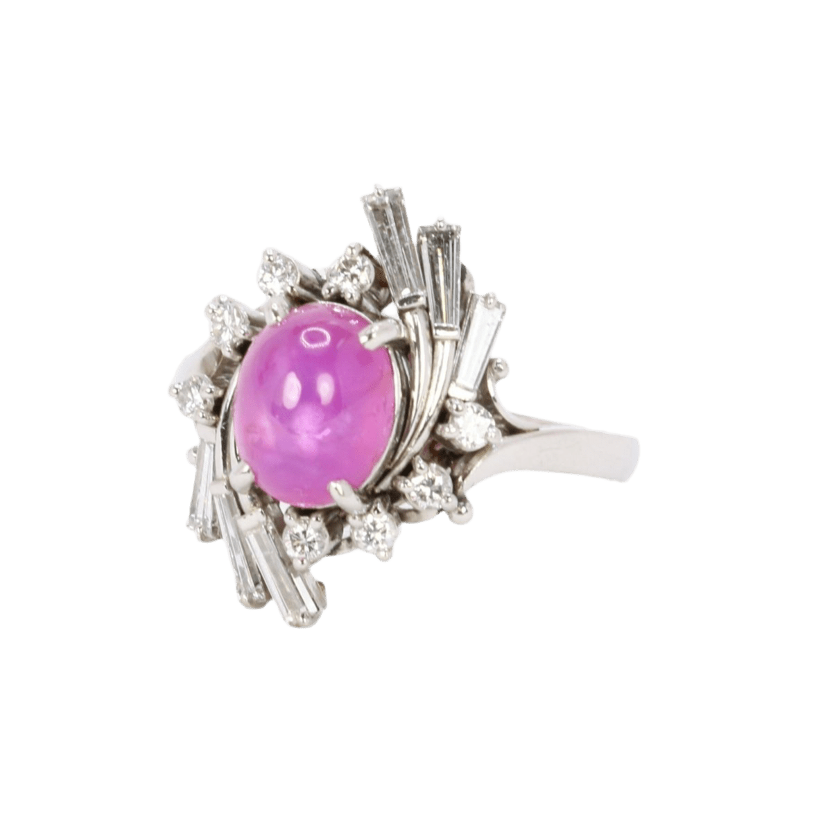 Bague Marguerite en platine, rubis et diamants - Castafiore